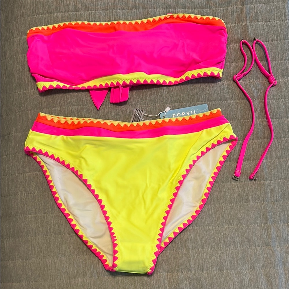 Neon Tie-back Bandeau Bikini